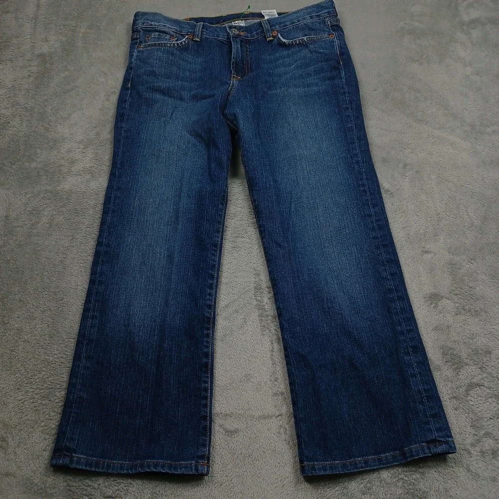 Lucky Brand Jeans Womens 12 Blue Denim Sugar Cropped Distressed Casual Preppy